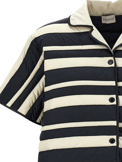 Blouse by Moncler for women in polyamide multicolor, featuring a nuanced and nuanced v-neck neckline for a sophisticated finish.