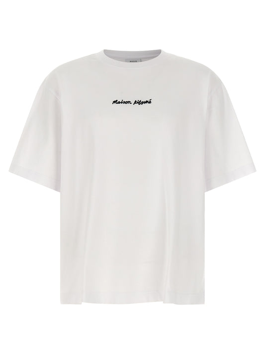 T-Shirt by Maison Kitsuné for men in cotton white features an edgy silhouette, meticulously detailed with a sophisticated short-sleeve and crew neckline for a truly edgy finish.