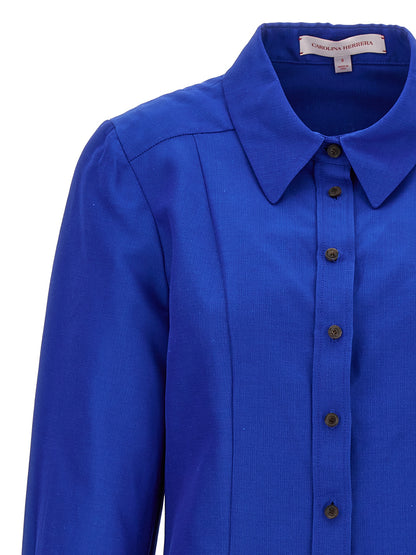 Blouse by Carolina Herrera for women in viscose cotton blue, featuring a nuanced and nuanced for a sophisticated finish.