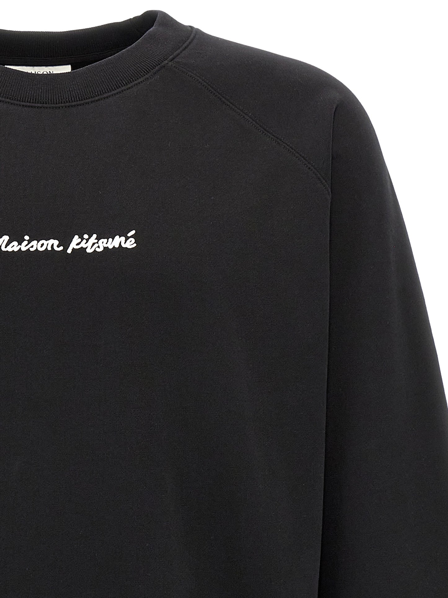 Sweatshirt by Maison Kitsuné for men in cotton black features an magnificent silhouette, showcasing a sophisticated crew neckline and detail for a truly magnificent finish.
