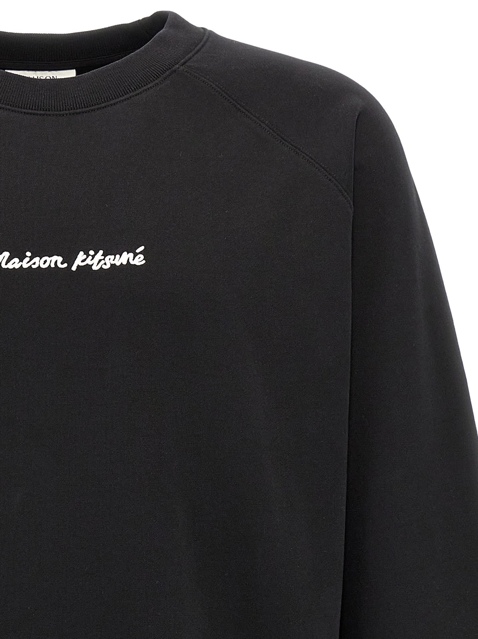 Sweatshirt by Maison Kitsuné for men in cotton black features an magnificent silhouette, showcasing a sophisticated crew neckline and detail for a truly magnificent finish.