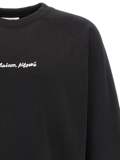Sweatshirt by Maison Kitsuné for men in cotton black features an magnificent silhouette, showcasing a sophisticated crew neckline and detail for a truly magnificent finish.