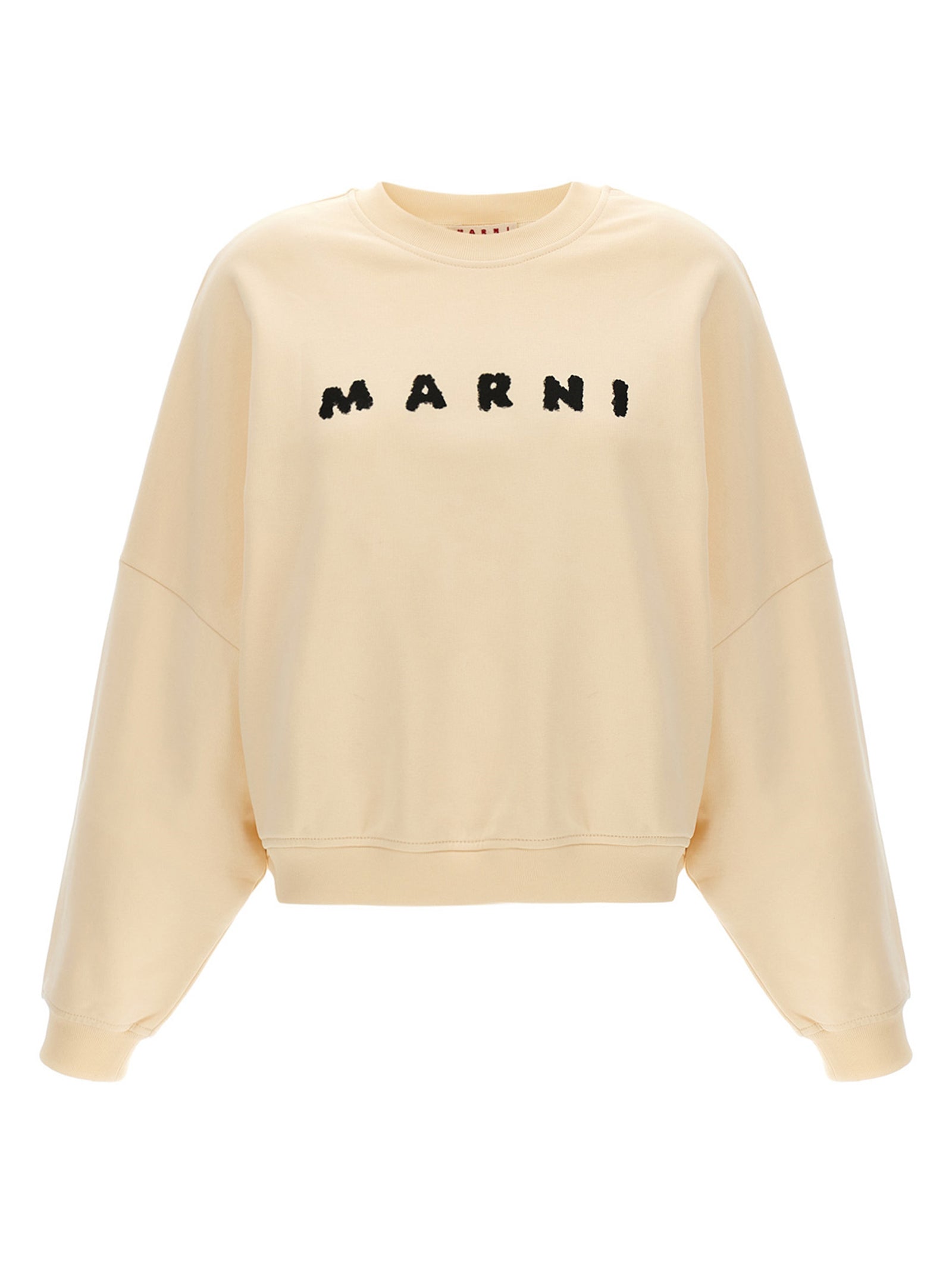 Activewear Sweatshirt by Marni for women in cotton white & print presents a sporty silhouette, showcasing a sophisticated crew neckline and long-sleeve detailed with premium for a sporty finish.