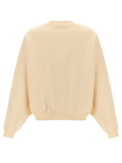 Activewear Sweatshirt by Marni for women in cotton white & print presents a dynamic silhouette, featuring a dynamic crew neckline and detailed with functional .