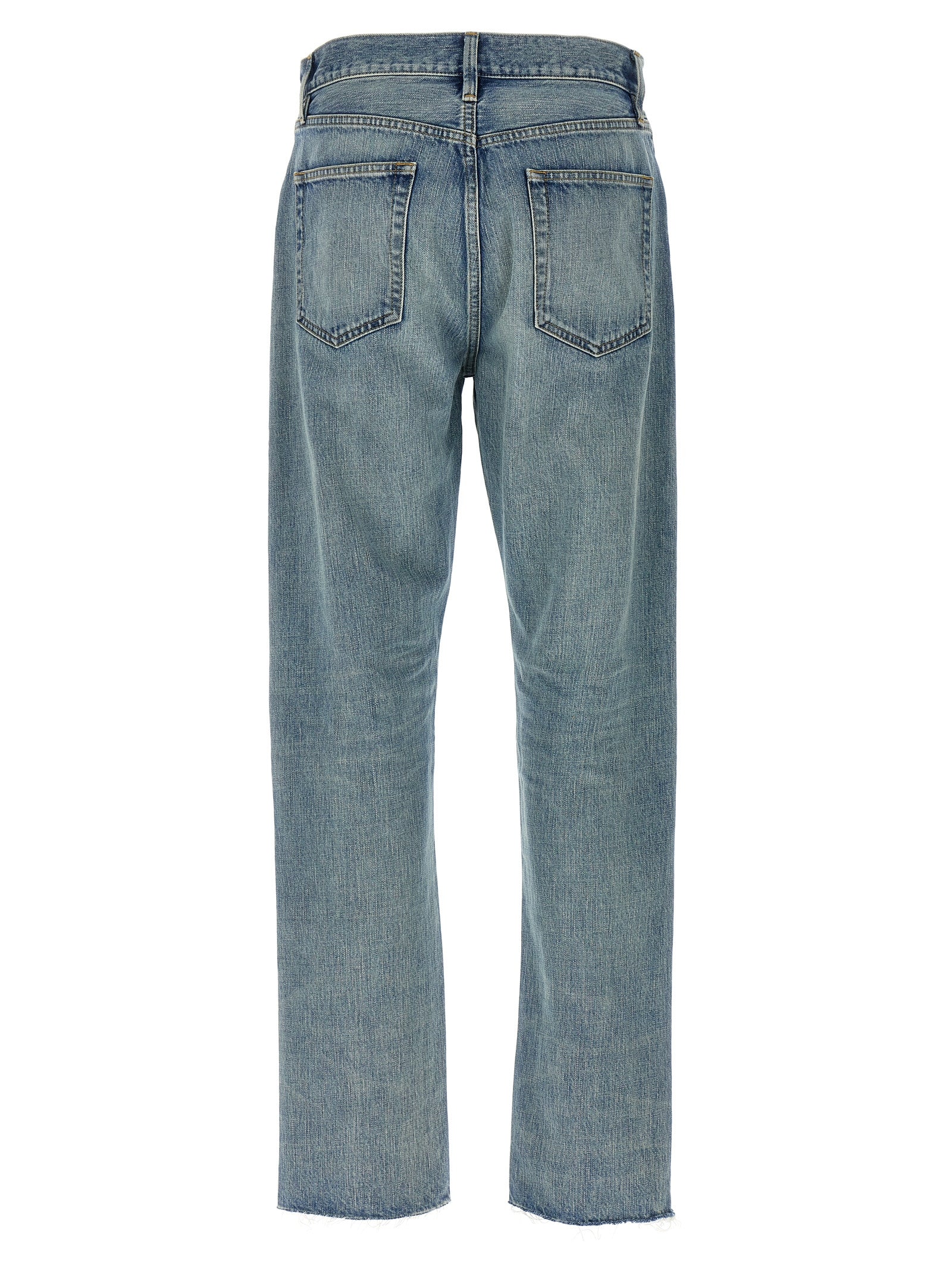 Jeans by Fear Of God for men in cotton denim blue features a refined silhouette with a refined straight-leg, defined by a and a refined long for a refined finish.