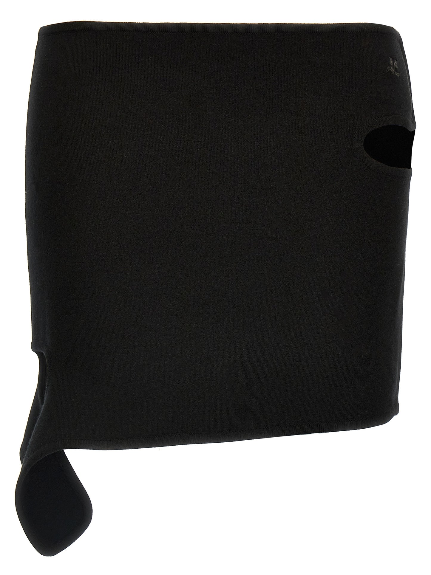 Skirt by Courrèges for women in polyester & viscose black features an relaxed-yet-refined silhouette that elegantly showcases the Women's Polyester & Viscose Mini Long Skirt design and sophisticated mini long.