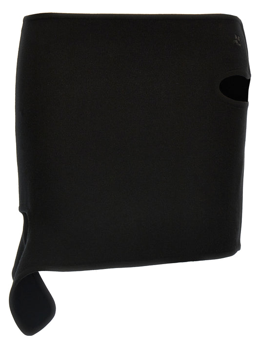 Skirt by Courrèges for women in polyester & viscose black features an relaxed-yet-refined silhouette that elegantly showcases the Women's Polyester & Viscose Mini Long Skirt design and sophisticated mini long.