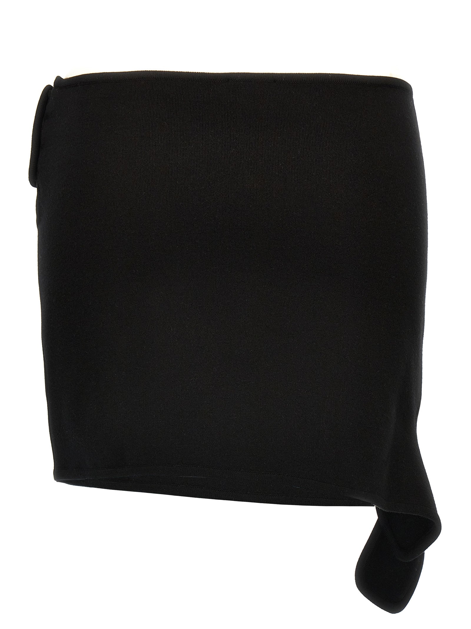 Skirt by Courrèges for women in polyester & viscose black showcases a dramatic silhouette, artfully capturing the essence of the Women's Polyester & Viscose Mini Long Skirt in a dramatic mini long cut for a refined look.