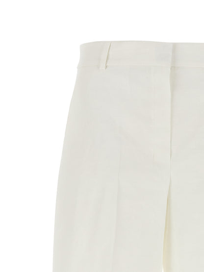 Trousers by Theory for women in linen & viscose white features an sartorial silhouette, showcasing a precise straight-leg and long with a sartorial for a refined look.