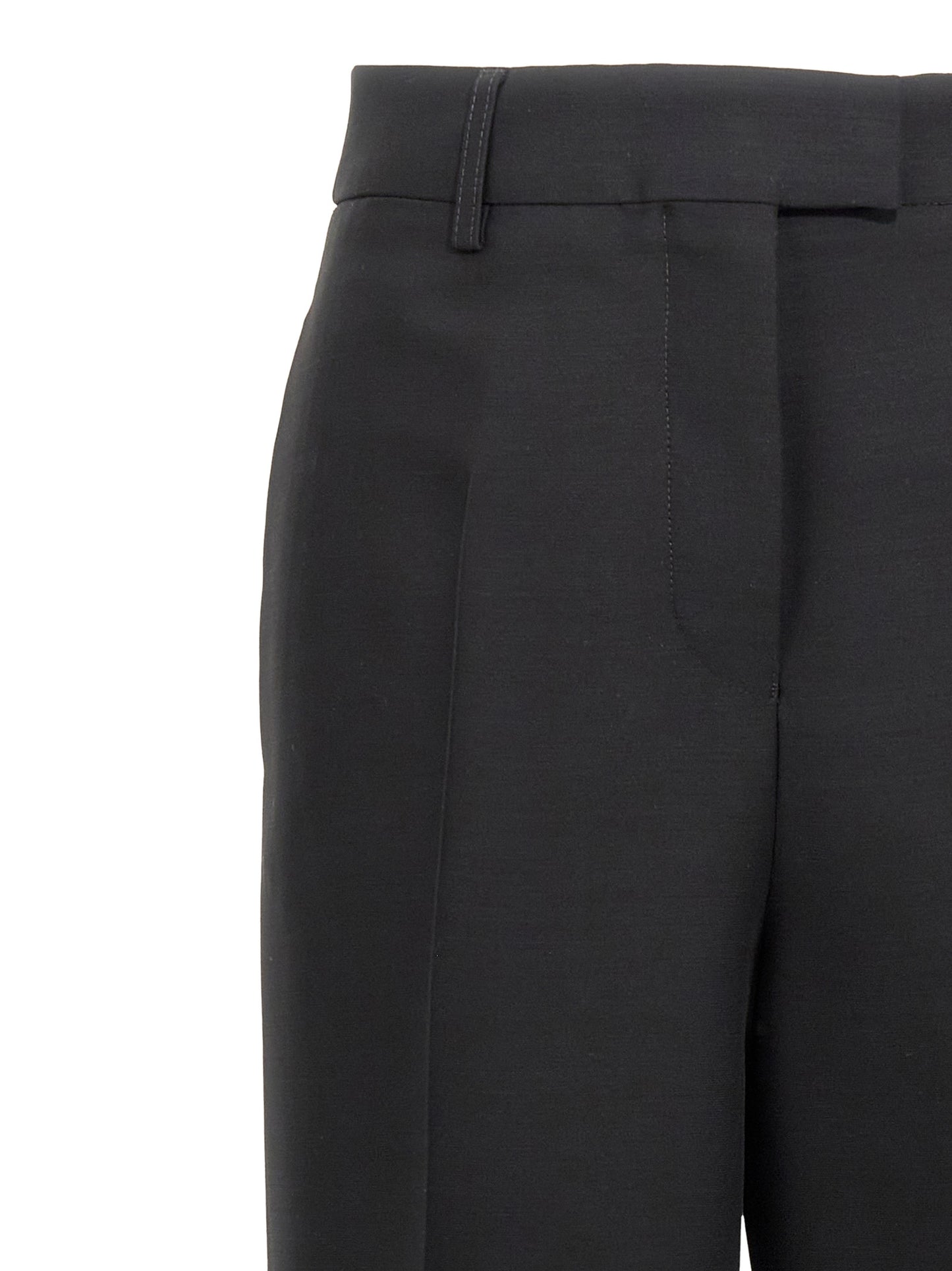 Trousers by Ferragamo for women in viscose & virgin wool black features a artisanal silhouette, showcasing a sophisticated straight-leg with a long and for a artisanal finish.