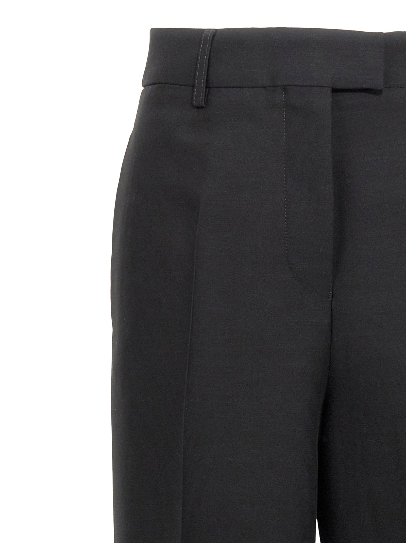 Trousers by Ferragamo for women in viscose & virgin wool black features a artisanal silhouette, showcasing a sophisticated straight-leg with a long and for a artisanal finish.