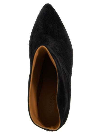 Ankle Boots by Isabel Marant for women in suede calfskin leather black features an effortless chic silhouette from the Women's Suede Calfskin Leather Ankle Boots collection, showcasing a effortless chic cone-heel and refined for an effortless chic look.
