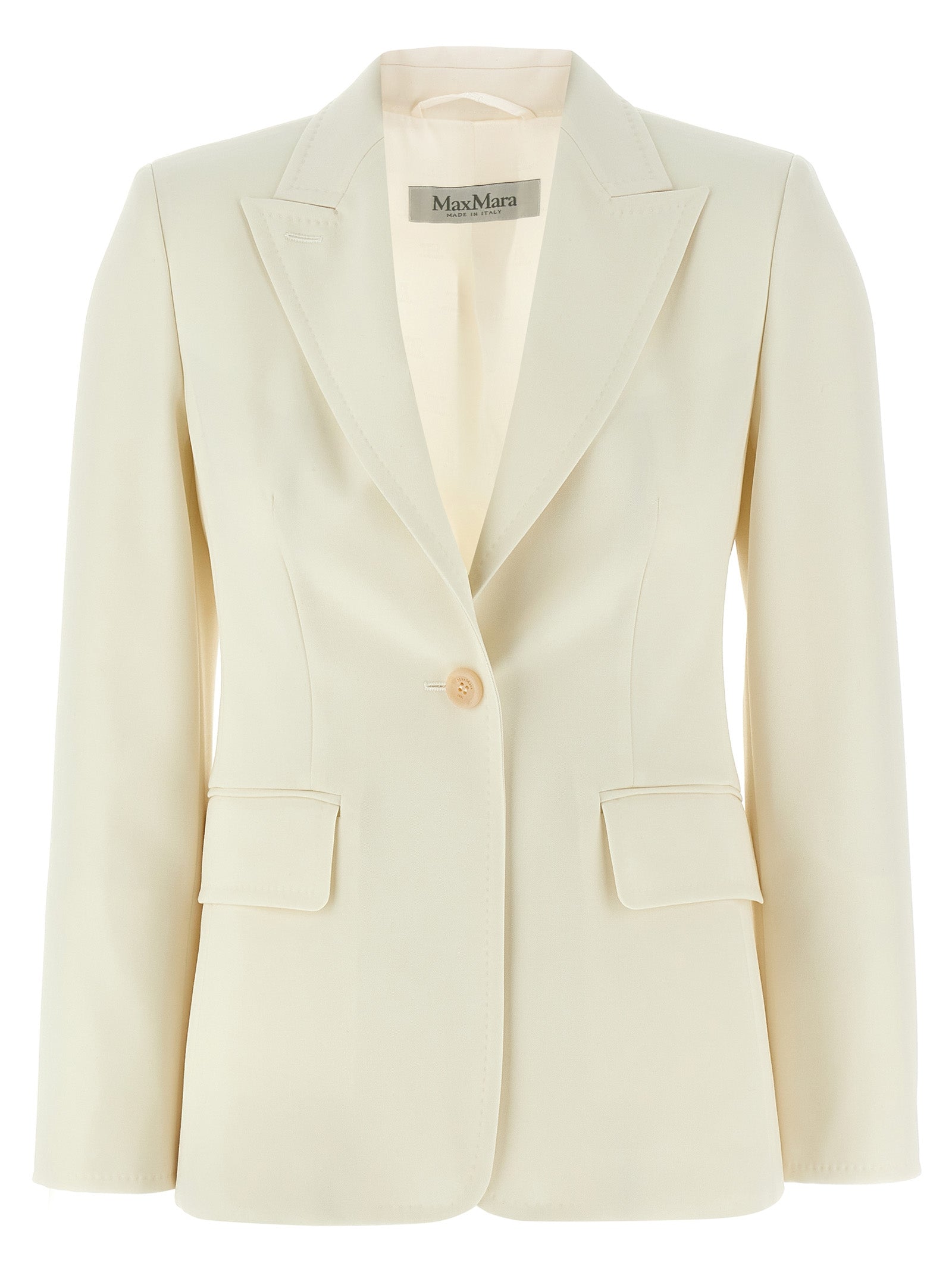 Blazer by Max Mara for women in virgin wool white showcases a polished silhouette, highlighted by a refined and polished for a sophisticated finish.