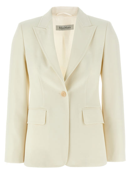 Blazer by Max Mara for women in virgin wool white showcases a polished silhouette, highlighted by a refined and polished for a sophisticated finish.