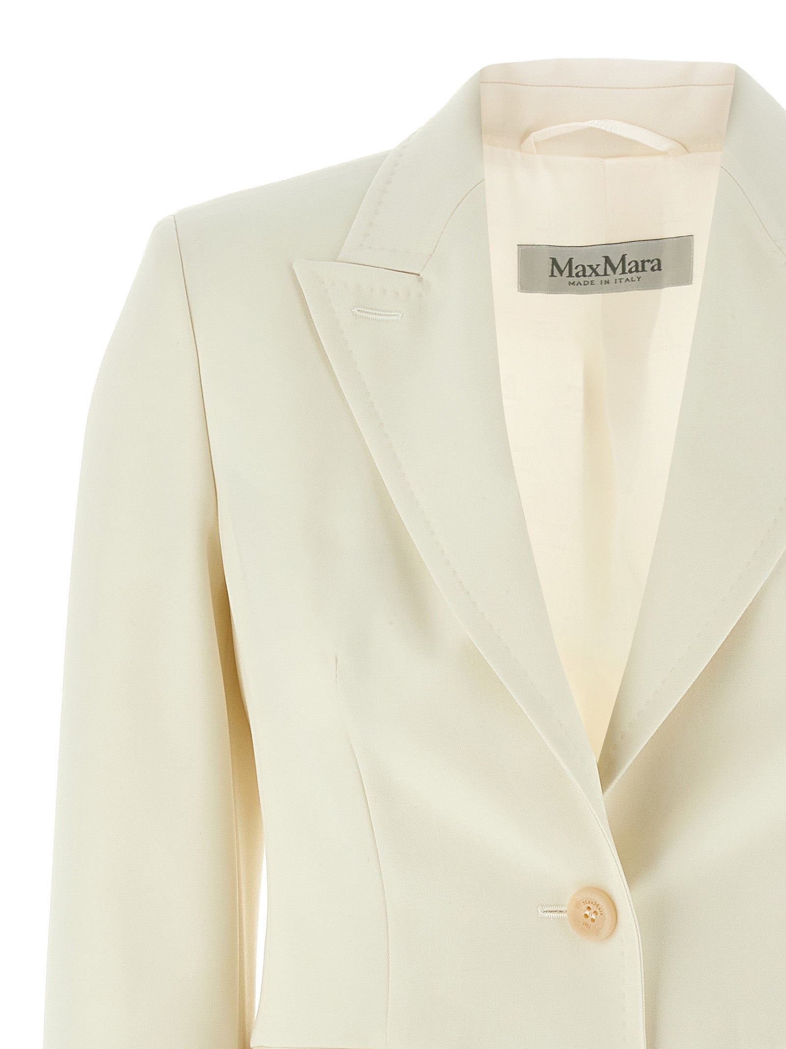Blazer by Max Mara for women in virgin wool white features an stylish silhouette, showcasing a sophisticated and stylish for a truly stylish finish.