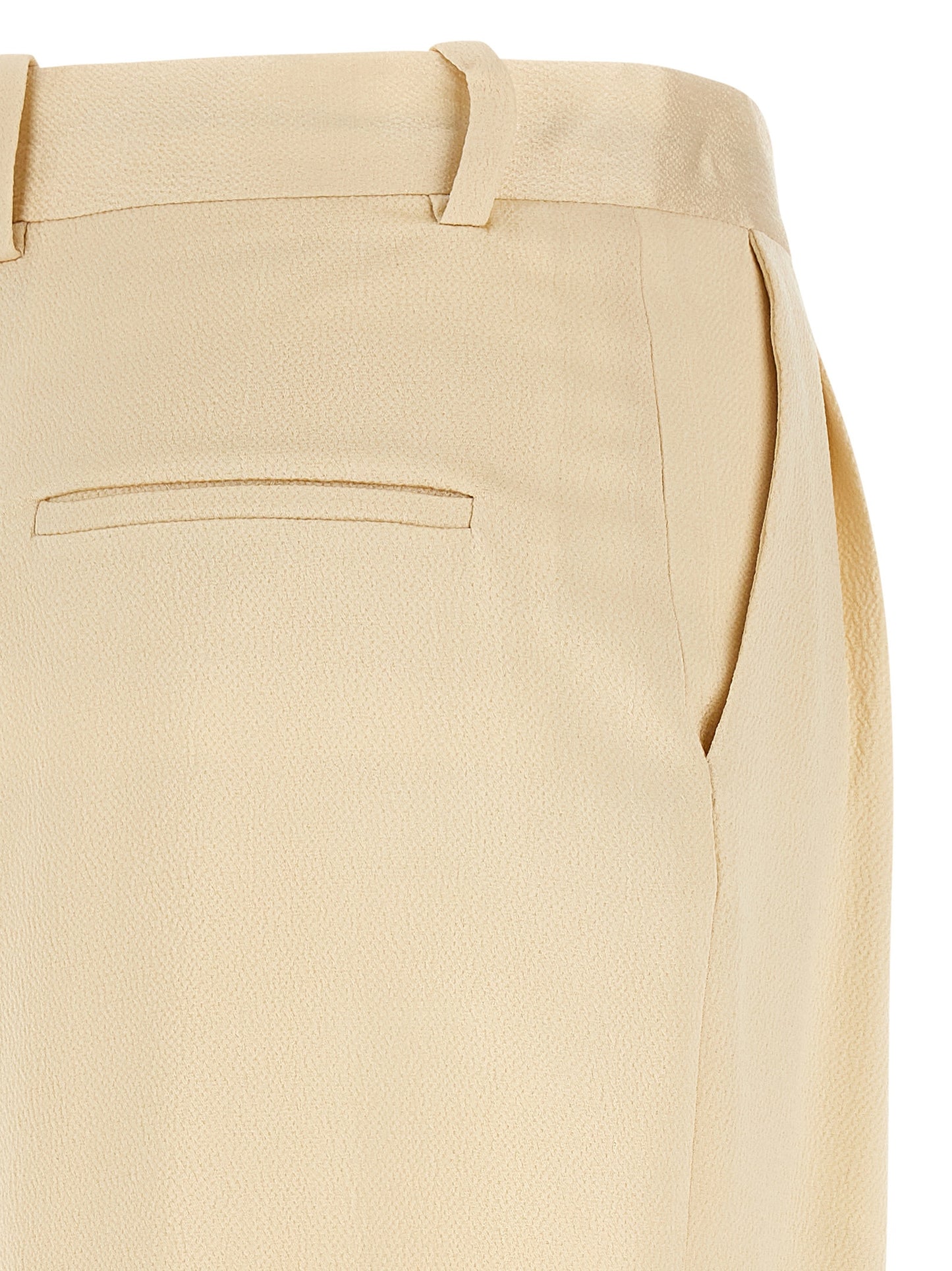 Trousers by Armarium for women in viscose beige features an on trend silhouette, showcasing a sophisticated straight-leg & wide with a long and high rise for an on trend finish.
