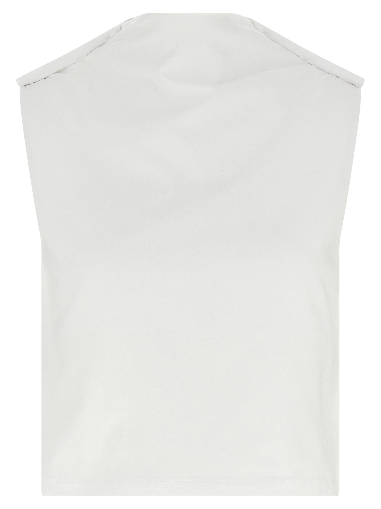 T-Shirt by Armarium for women in stretch cotton white showcases a chic silhouette, artfully detailed with a chic boat neckline and sleeveless for a chic finish.