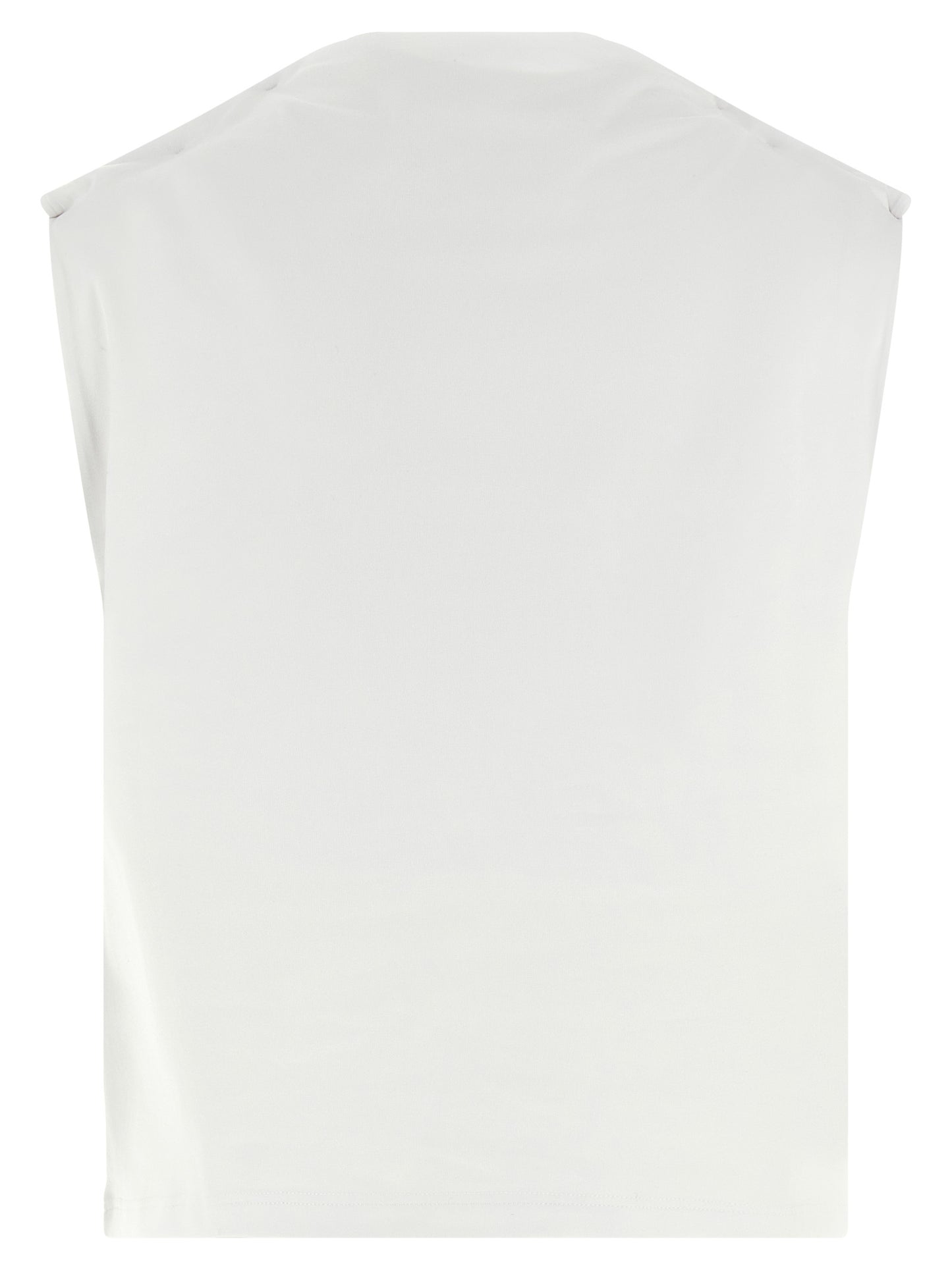 T-Shirt by Armarium for women in stretch cotton white showcases a unassuming silhouette, artfully detailed with a refined boat neckline and unassuming for a sophisticated, contemporary look.