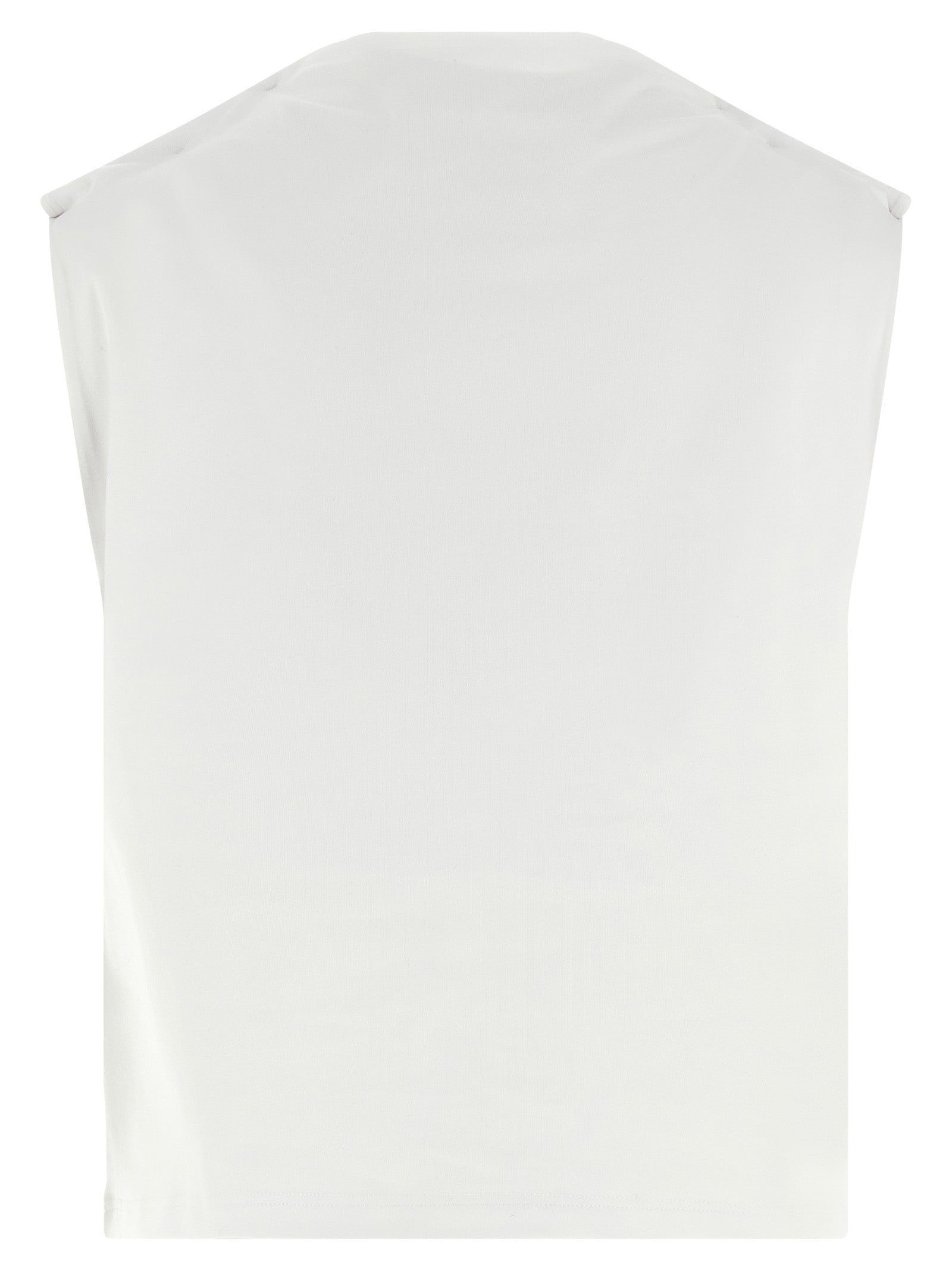 T-Shirt by Armarium for women in stretch cotton white showcases a unassuming silhouette, artfully detailed with a refined boat neckline and unassuming for a sophisticated, contemporary look.