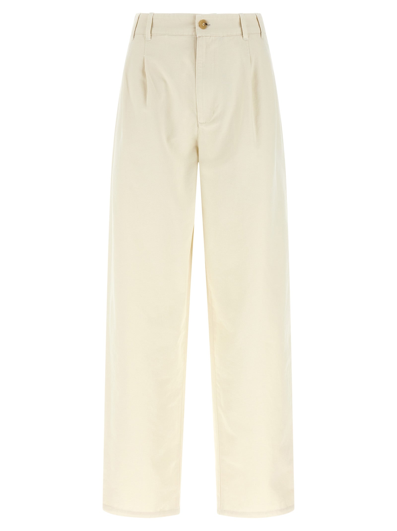 Casual Pants by A.P.C. for women in cotton beige features an sophisticated high rise and straight-leg with a precise long, creating a sophisticated and sophisticated silhouette.