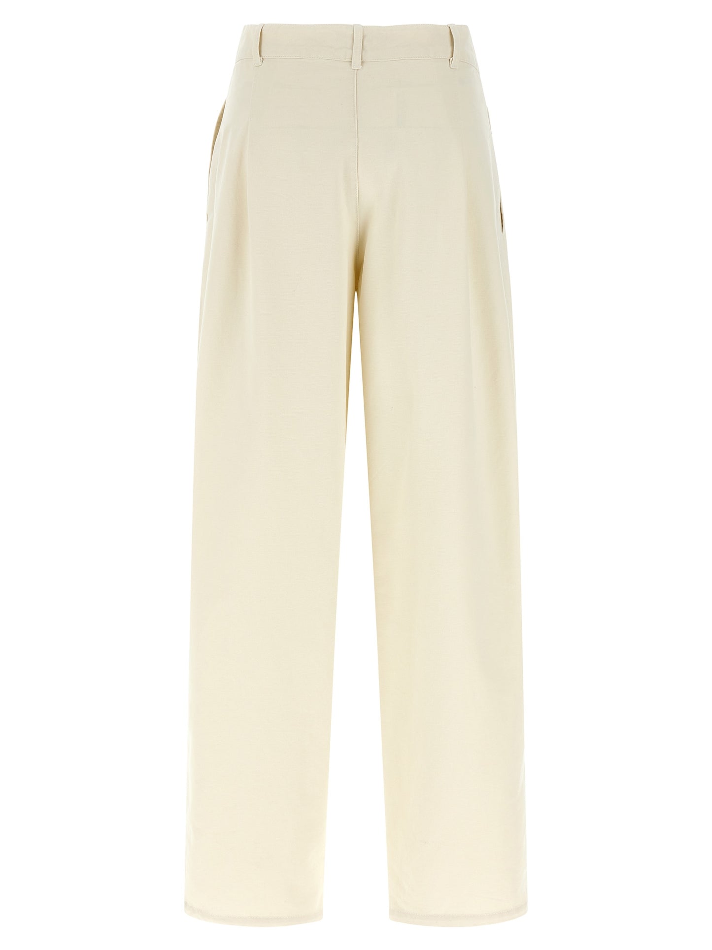 Casual Pants by A.P.C. for women in cotton beige presents a tailored silhouette, showcasing a tailored straight-leg and long cut with a refined high rise for a truly tailored aesthetic.