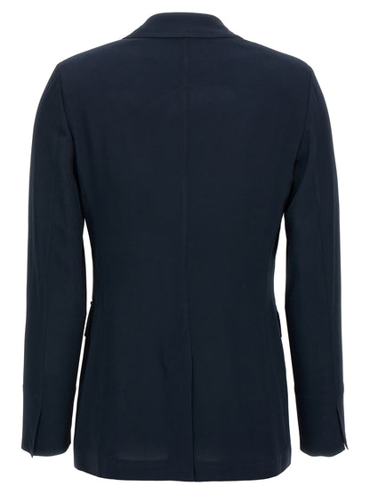 Blazer by Alberto Biani for women in stretch viscose blue features an stylish silhouette, showcasing a sophisticated split neckline and stylish for a truly stylish finish.