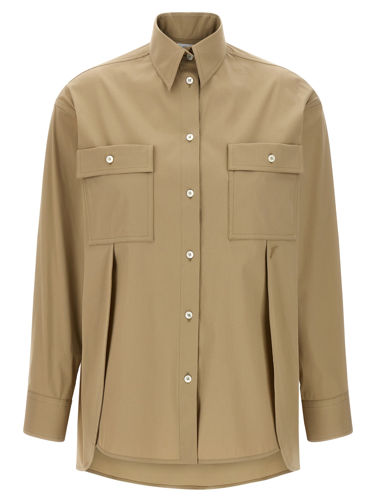 Blouse by Ferragamo for women in stretch polyamide cotton beige showcases a sublime silhouette, artfully detailed with a sublime and for a sophisticated, sublime finish.