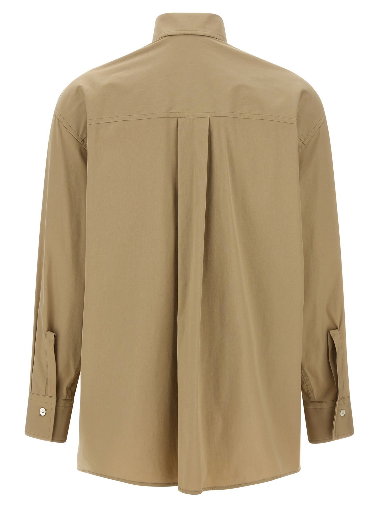Blouse by Ferragamo for women in stretch polyamide cotton beige showcases a sharp silhouette, elegantly detailed with a sharp and sharp .