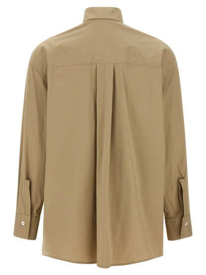Blouse by Ferragamo for women in stretch polyamide cotton beige showcases a sharp silhouette, elegantly detailed with a sharp and sharp .