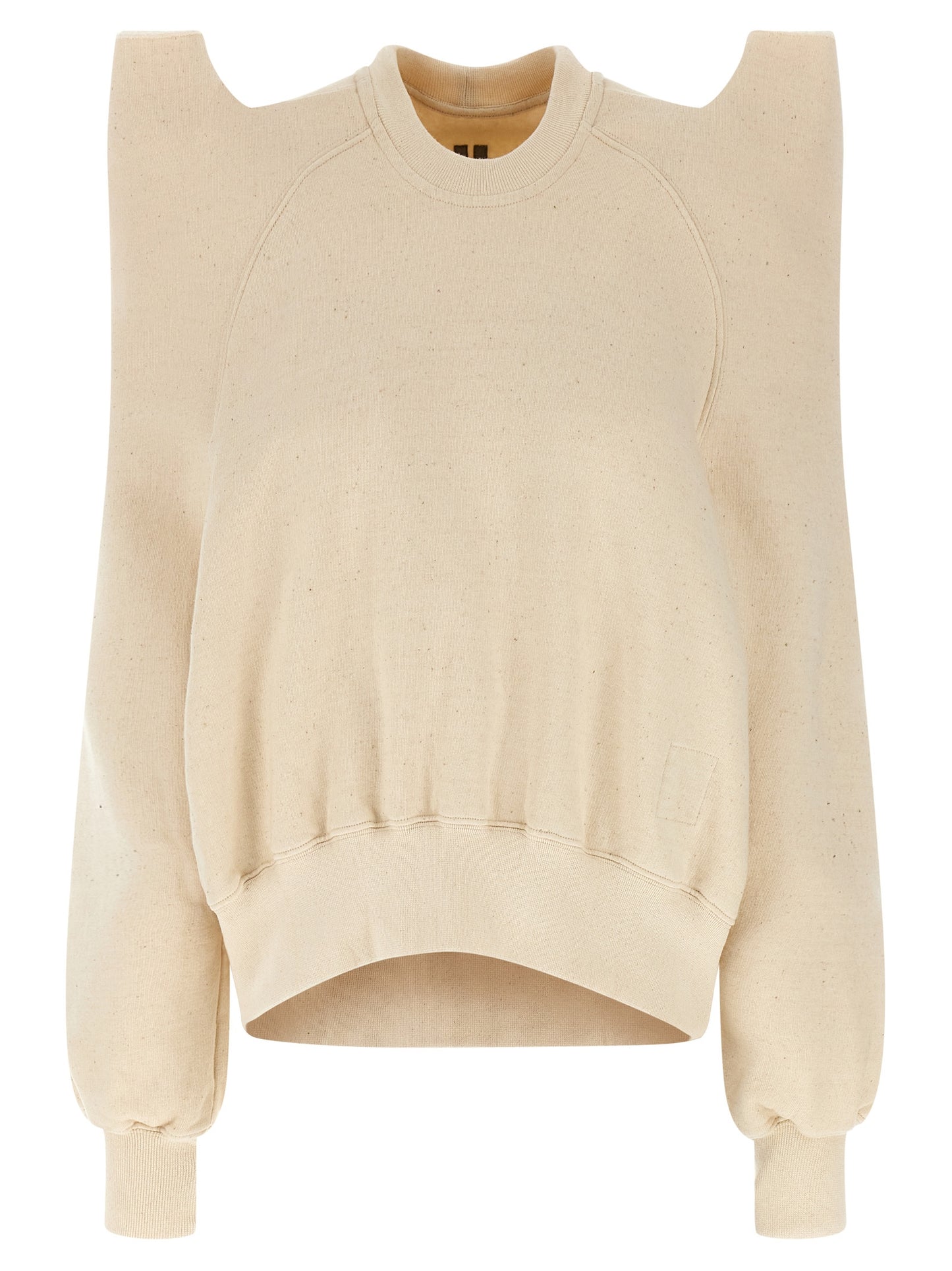Activewear Sweatshirt by DRKSHDW for women in cotton beige & signature presents a ergonomic silhouette, showcasing a sophisticated crew neckline and long-sleeve detailed with premium for a ergonomic finish.