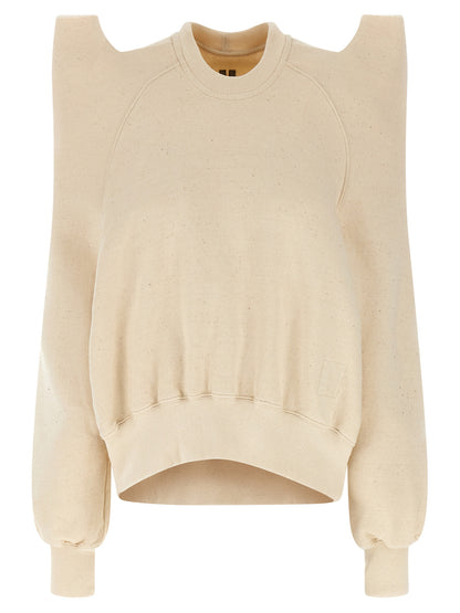 Activewear Sweatshirt by DRKSHDW for women in cotton beige & signature presents a ergonomic silhouette, showcasing a sophisticated crew neckline and long-sleeve detailed with premium for a ergonomic finish.