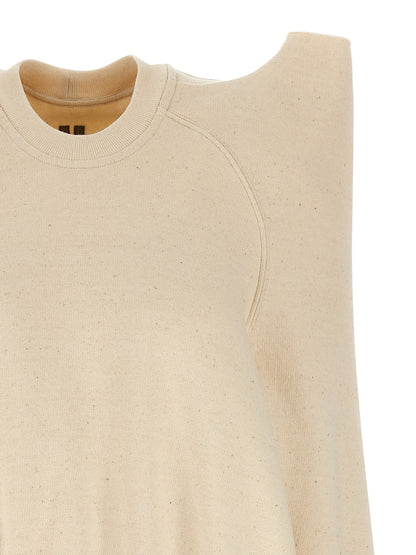 Activewear Sweatshirt by DRKSHDW for women in cotton beige & signature presents a sporty silhouette, showcasing a sophisticated crew neckline and detailed with premium for a sporty finish.