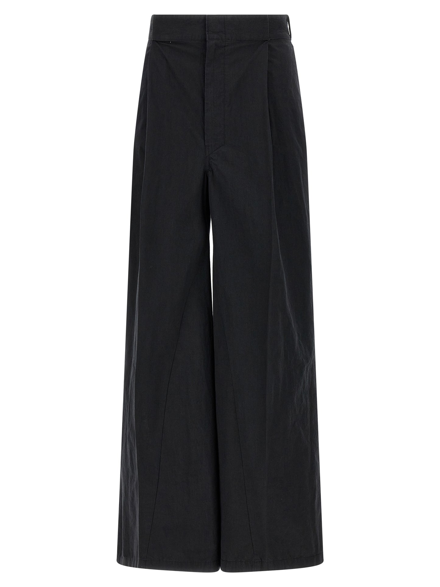 Trousers by Maison Margiela for women in polyamide cotton black & signature features an sartorial silhouette, showcasing a precise straight-leg & wide and long with a sartorial for a refined look.