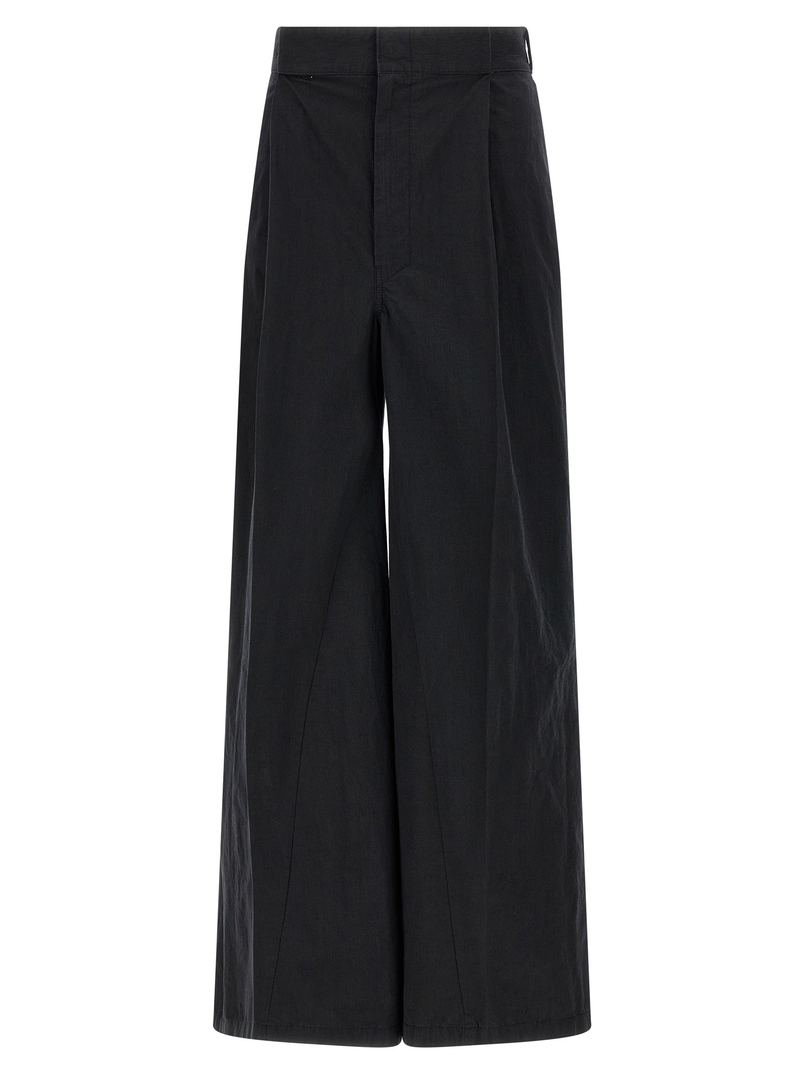 Trousers by Maison Margiela for women in polyamide cotton black & signature features an sartorial silhouette, showcasing a precise straight-leg & wide and long with a sartorial for a refined look.