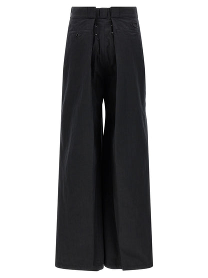 Trousers by Maison Margiela for women in polyamide cotton black & signature features a tailored silhouette with a tailored straight-leg & wide, defined by its long and a sophisticated .