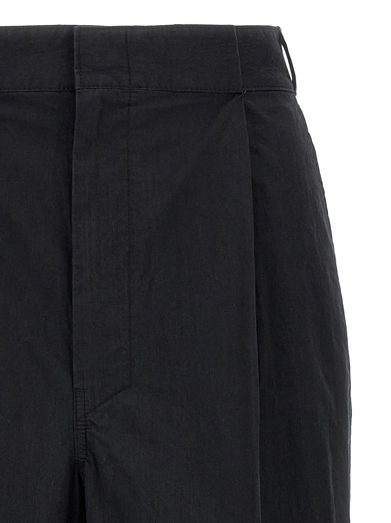 Trousers by Maison Margiela for women in polyamide cotton black & signature features a artisanal silhouette, showcasing a sophisticated straight-leg & wide with a long and for a artisanal finish.