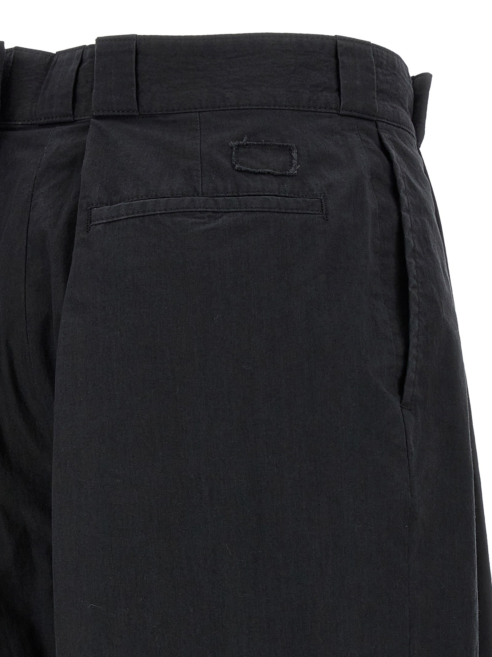 Trousers by Maison Margiela for women in polyamide cotton black & signature features a sculptural silhouette, showcasing a sculptural straight-leg & wide and long with a sophisticated for a sculptural finish.
