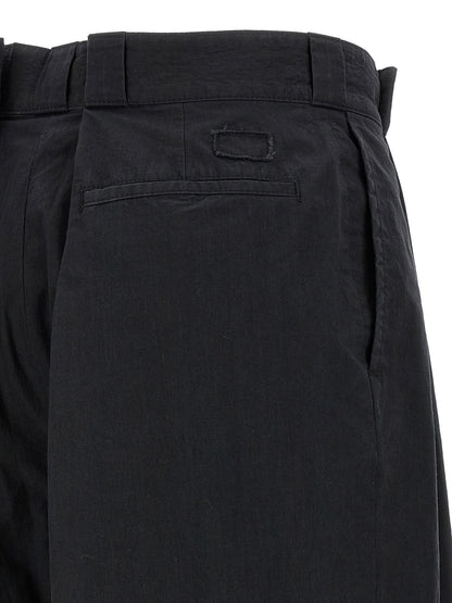 Trousers by Maison Margiela for women in polyamide cotton black & signature features a sculptural silhouette, showcasing a sculptural straight-leg & wide and long with a sophisticated for a sculptural finish.
