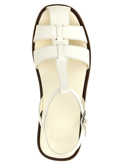 Flat Sandals by Church's for women in suede lamb leather and white presents a captivating silhouette, showcasing the signature style of the Women's Suede Lamb Leather Flat Sandals with a captivating flat and captivating .