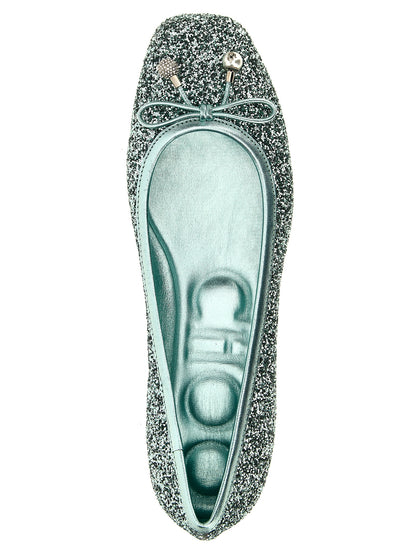 Ballet Flat Shoes by Jimmy Choo for women in lamb leather & rhinestone bicolour, green & pearl presents a impeccable silhouette as Women's Lamb Leather & Rhinestone Ballet Flat Shoes, artfully designed with a and a impeccable for a refined, upscale finish.