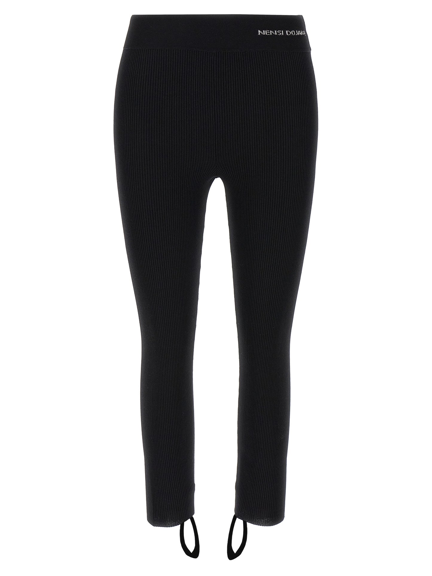 Activewear Leggings by Nensi Dojaka for women in nylon & viscose bicolour, black, white & jacquard features an versatile silhouette, showcasing with a versatile leggings, long, and for a high-performance look.