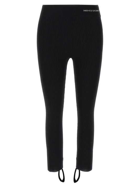 Activewear Leggings by Nensi Dojaka for women in nylon & viscose bicolour, black, white & jacquard features an versatile silhouette, showcasing with a versatile leggings, long, and for a high-performance look.
