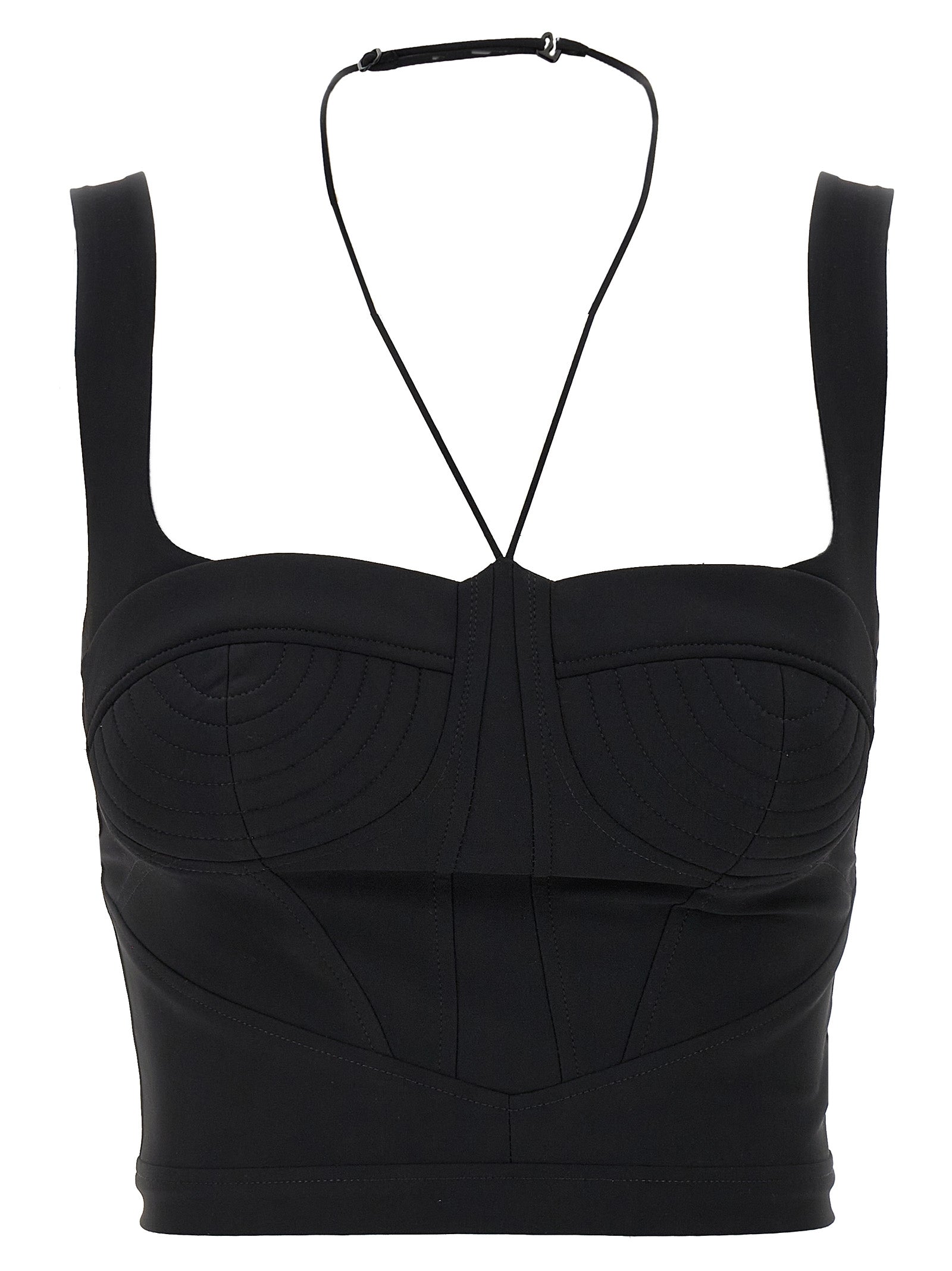 Tank Top by Nensi Dojaka for women in stretch polyamide black presents a uncompromising silhouette, artfully detailed with a uncompromising and sleeveless for a sophisticated, uncompromising finish.