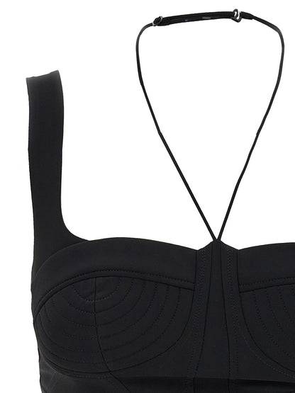 Tank Top by Nensi Dojaka for women in stretch polyamide black showcases a perennial silhouette, artfully detailed with a design and a perennial .