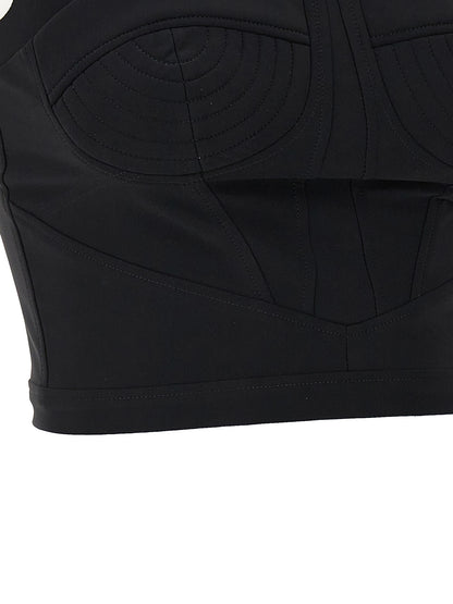 Tank Top by Nensi Dojaka for women in stretch polyamide black showcases a sumptuous silhouette, artfully detailed with a sumptuous and for a truly sumptuous finish.
