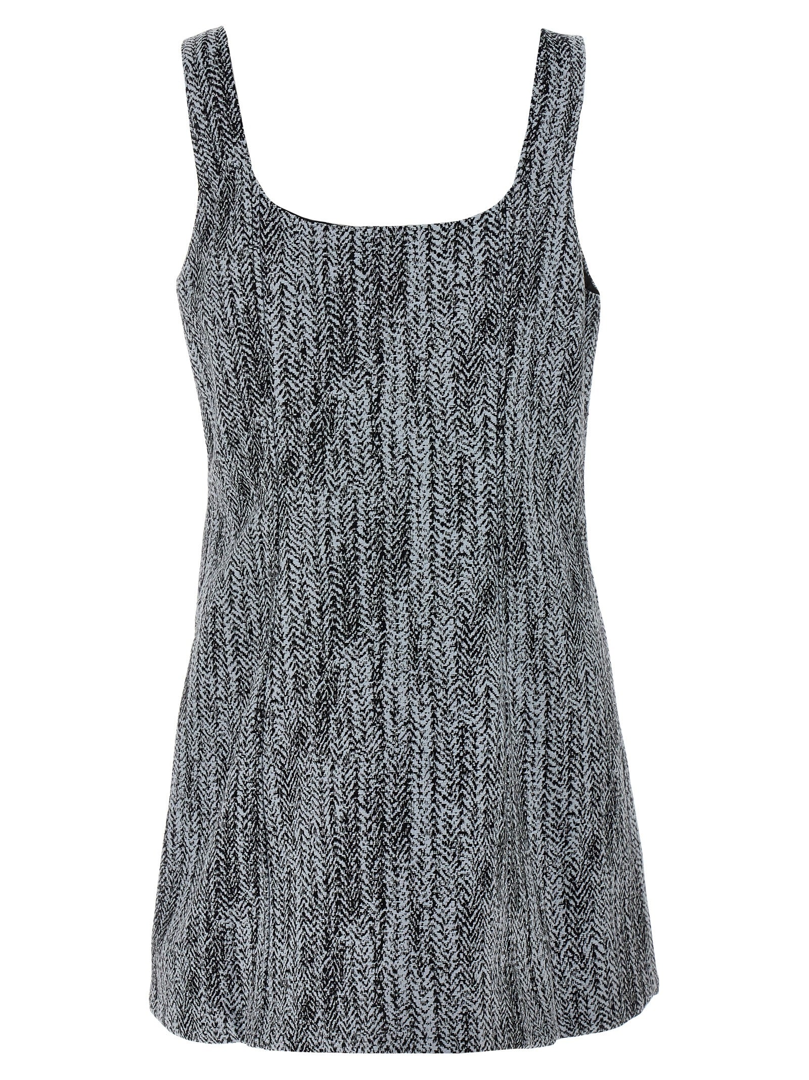 Dress by Ganni for women in cotton tweed multicolor features an sultry silhouette defined by a square neckline and , falling to an sultry short mini for a sultry look.
