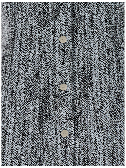 Dress by Ganni for women in cotton tweed multicolor presents a sinuous silhouette, showcasing a sophisticated and detailed with a sinuous short mini for a refined finish.