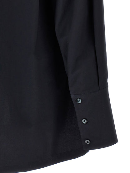 Blouse by DI.LA3 PARI' for women in cotton dark-blue showcases a sharp silhouette, elegantly detailed with a sharp and sharp .