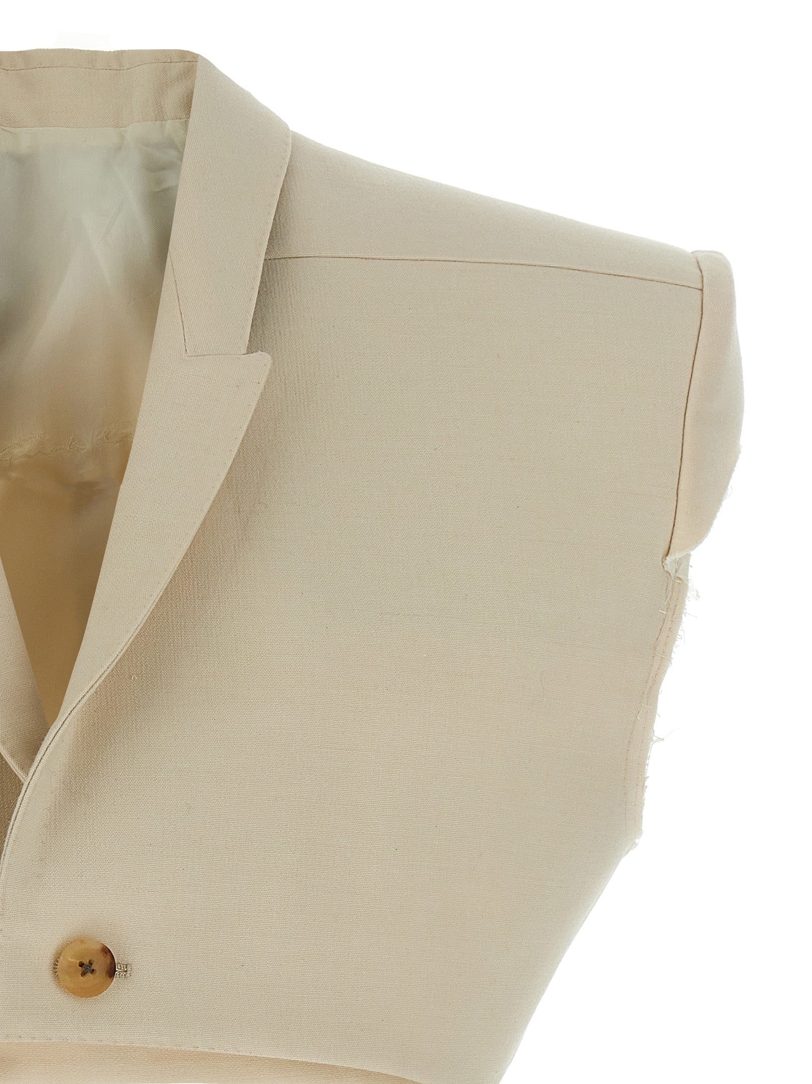 Vest by Rick Owens for women in wool cotton beige showcases a dynamic silhouette, perfectly balancing insulated with a dynamic for a sophisticated, high-fashion look.