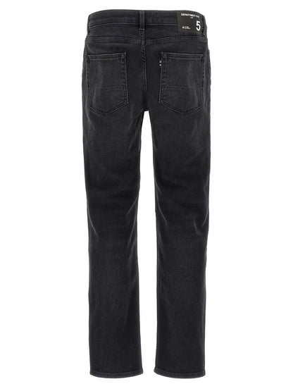 Jeans by Department 5 for men in stretch denim cotton black presents a tailored silhouette, showcasing a tailored and long cut with a refined for a truly tailored aesthetic.